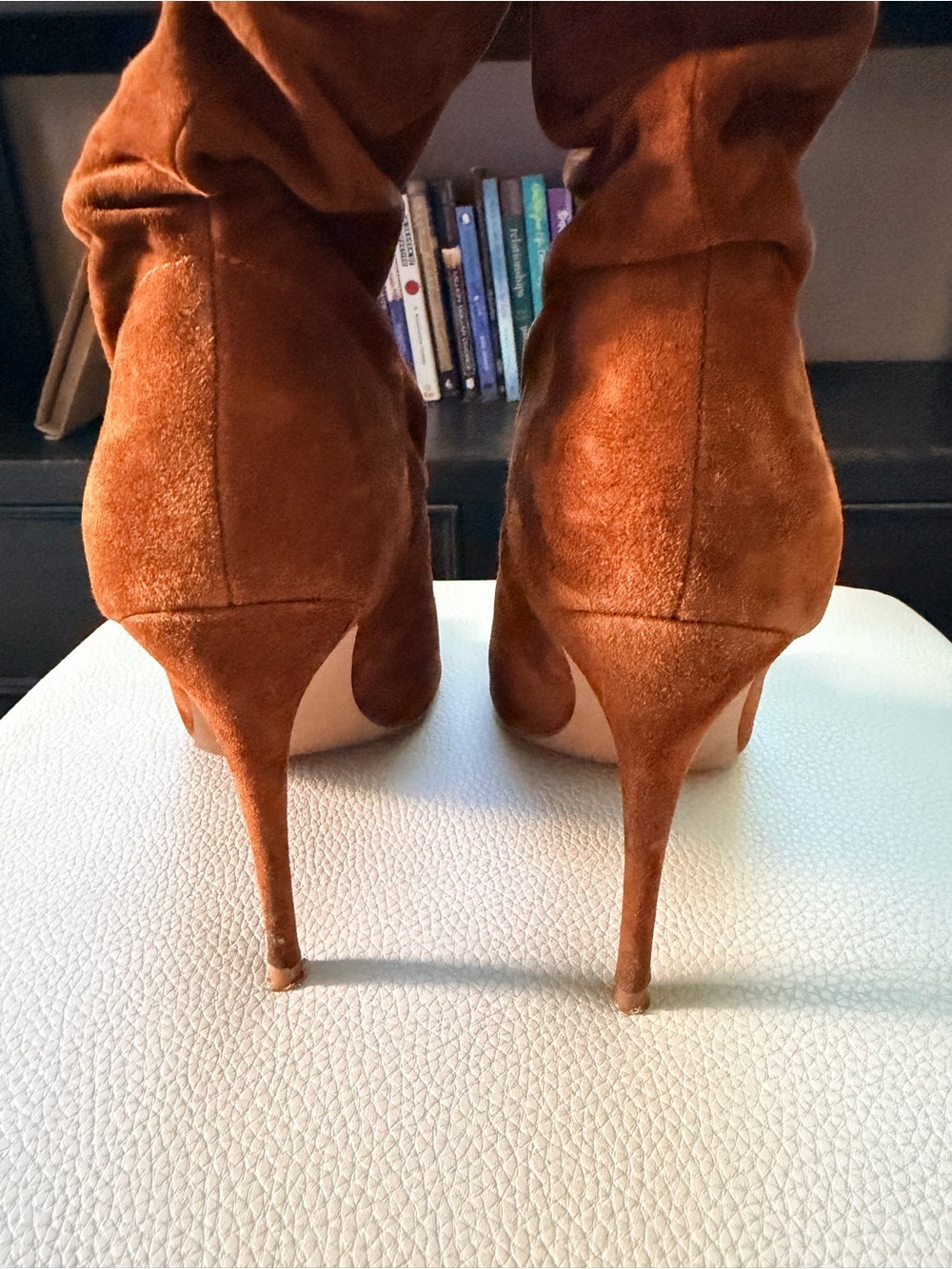 Steve Madden “Surrender” Women’s Rust Suede Slouch Peep-Toe Booties Size 8 - Picture 3 of 5